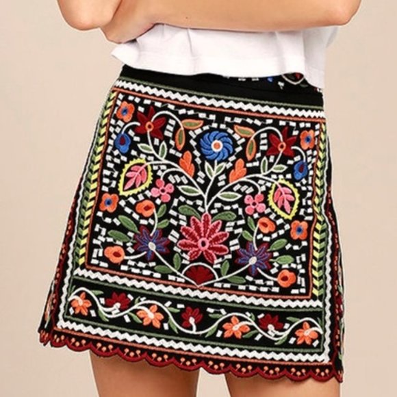 Lulus Don't Stop the Party Embroidered Mini Skirt - Picture 1 of 3